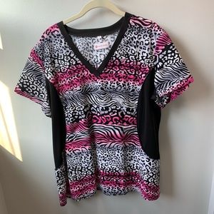 Animal print scrub top
